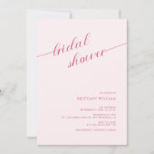 書道モダン赤面ピンクブライダルシャワー 招待状 (正面)