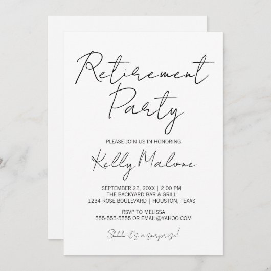 書道モダン退職パーティの招待状 招待状 (正面/裏面)