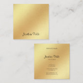 書道モダン金ゴールドフェイクグリッター手書 スクエア名刺 (正面/裏面)