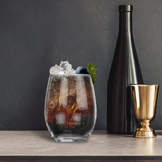 書道モダン金ゴールドID1025 ステムなしワイングラス