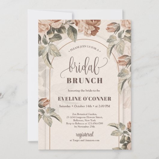 書道モダン銅バラセージ弓 招待状 (正面)