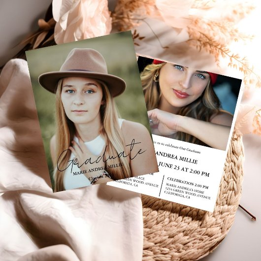 書道モダン院写真卒業 招待状