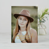 書道モダン院写真卒業 箔招待状 (立ち正面)