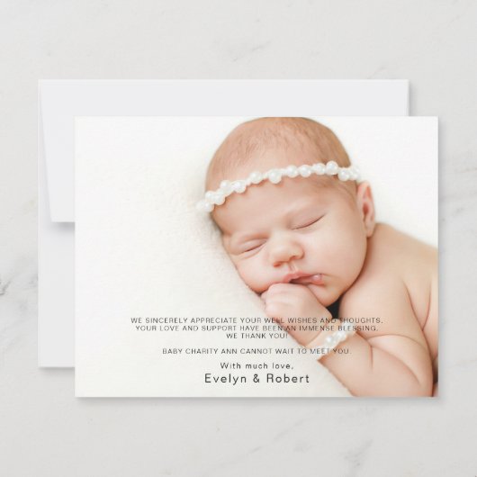 書道モダン青の誕生発表カード サンキューカード (裏面)