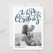 書道モダン青写真メリークリスマス シーズンカード (正面)