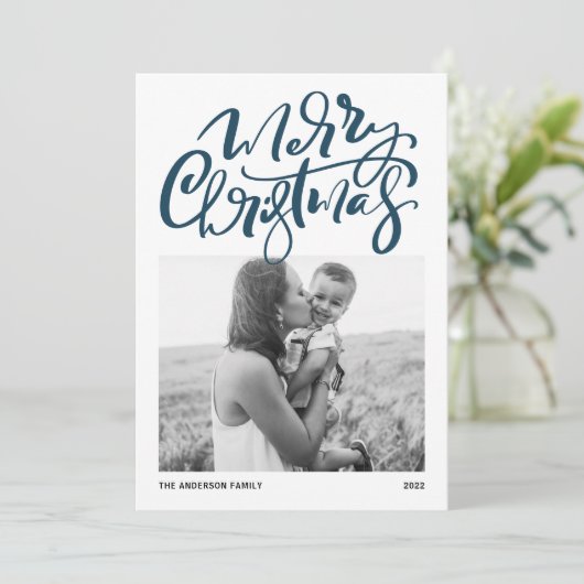 書道モダン青写真メリークリスマス シーズンカード (スタンド正面)