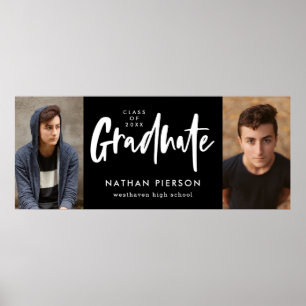 書道モダン黒二写真卒業 ポスター