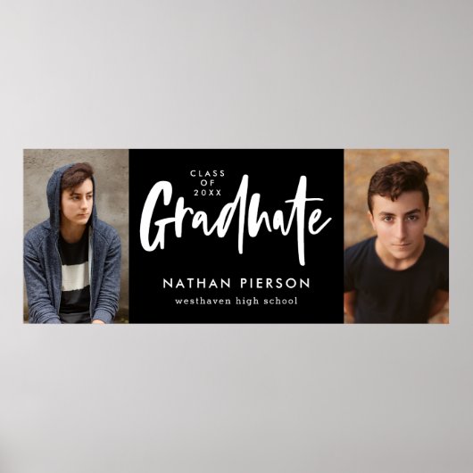 書道モダン黒二写真卒業 ポスター (正面)