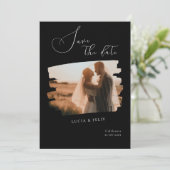 書道モダン黒写真日付の保存 招待状 (スタンド正面)