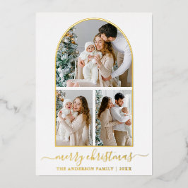 書道モダン3フォトアーチクリスマス金ゴールド 箔シーズンカード