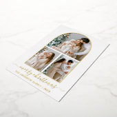 書道モダン3フォトアーチクリスマス金ゴールド 箔シーズンカード (回転した状態)