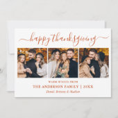 書道モダン3写真感謝祭テラコッタ シーズンカード (正面)