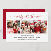 書道モダン3写真赤メリークリスマス シーズンカード (正面/裏面)