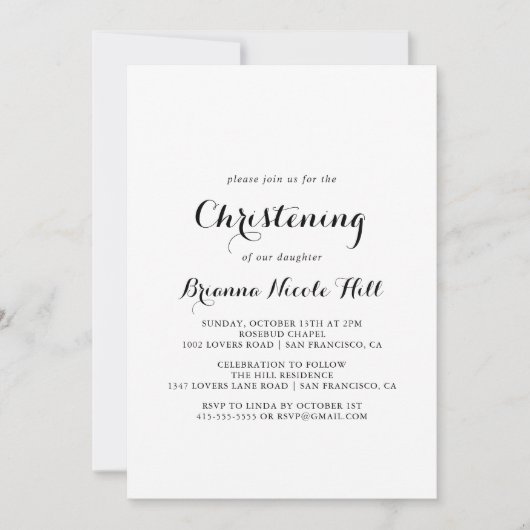 書道モダン《キリスト教》洗礼式や命名式 招待状 (正面)