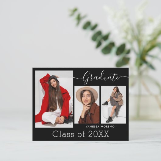 書道モダンScript BxW 3写真卒業 ポストカード (スタンド正面)