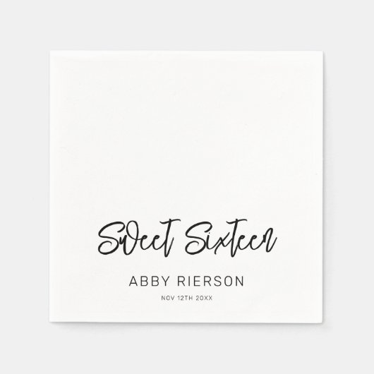 書道モダンSweet sixteen名前をカスタムする スタンダードカクテルナプキン (正面)