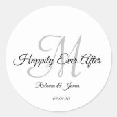 書道モノグラムのは楽しく結婚過ぎ ラウンドシール (正面)