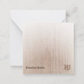 書道モノグラムカスタムヴィンテージ木材ルック古い ノートカード (裏面)