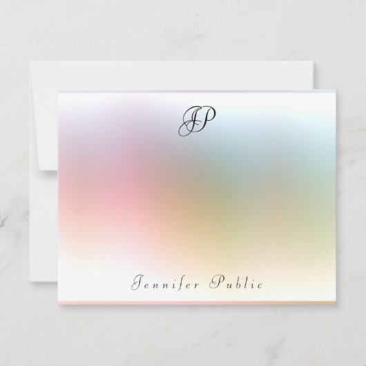 書道モノグラムカラフルテンプレートエレガント ノートカード (正面)