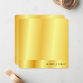 書道モノグラムフェイク金ゴールドメタリックルック ノートカード (正面/裏面インサイチュ)