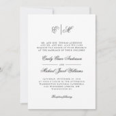 書道モノグラムフォーマルブラック&ホワイト結婚ズ 招待状 (正面)
