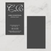 書道モノグラムブラックグレービジネスカード 名刺 (正面/裏面)