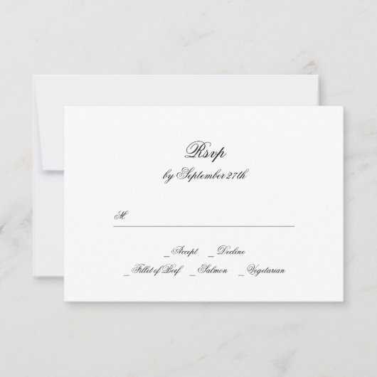 書道モノグラムブラック&ホワイトクラシック結婚ズ 出欠カード (正面)