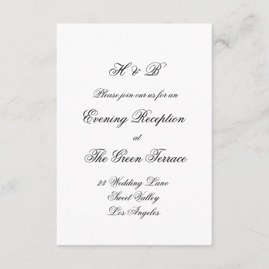 書道モノグラムブラック&ホワフォーマルイト結婚ズ エンクロージャーカード (正面)