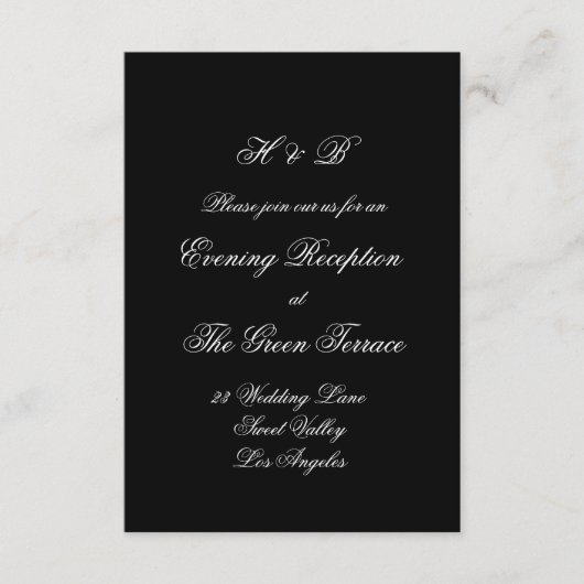 書道モノグラムブラック&ホワフォーマルイト結婚ズ エンクロージャーカード (正面)