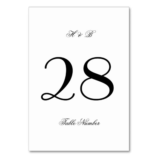 書道モノグラムブラック&ホワフォーマルイト結婚ズ テーブルナンバー (裏面)