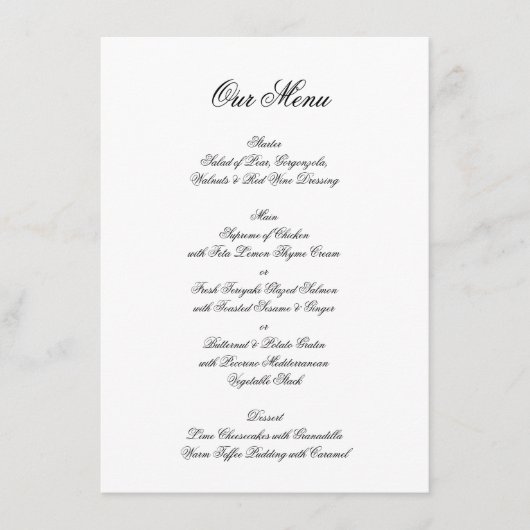 書道モノグラムブラック&ホワフォーマルイト結婚ズ メニュー (正面)