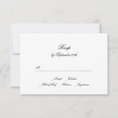 書道モノグラムブラック&ホワフォーマルイト結婚ズ 出欠カード (正面)