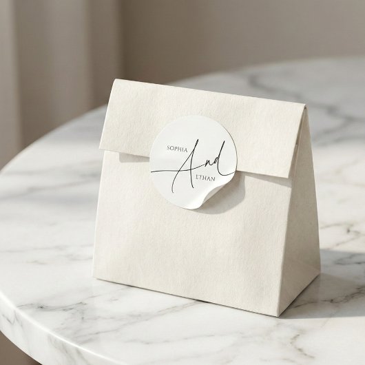 書道モノグラムミニマル結婚リスト ラウンドシール