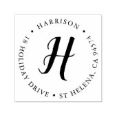 書道モノグラムラウンド差出人住所 セルフインキングスタンプ (デザイン)