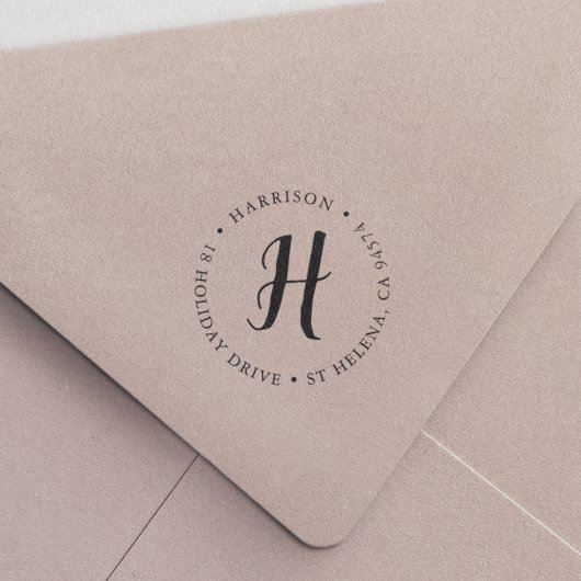 書道モノグラムラウンド差出人住所 セルフインキングスタンプ