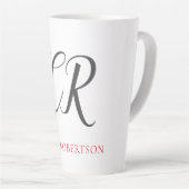 書道モノグラム名ブラックグレーカスタムギフト カフェラテマグ (右アングル)