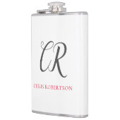 書道モノグラム名ブラックグレーカスタムギフト フラスク (左)