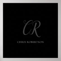 書道モノグラム名ブラックグレーカスタムギフト