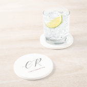 書道モノグラム名白黒カスタムギフト コースター (側面)