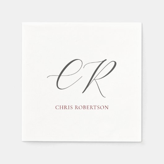 書道モノグラム名白黒カスタムギフト スタンダードカクテルナプキン (正面)