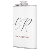 書道モノグラム名白黒カスタムギフト フラスク (左)