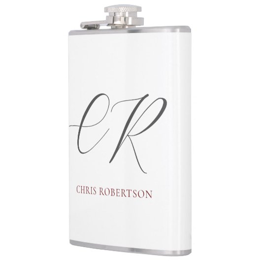 書道モノグラム名白黒カスタムギフト フラスク (左)