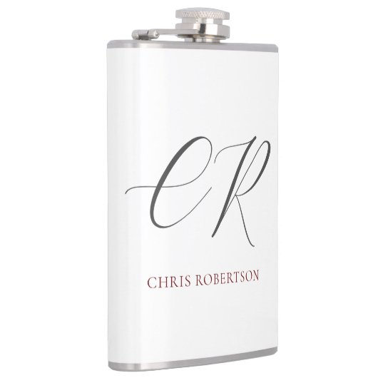 書道モノグラム名白黒カスタムギフト フラスク (右)