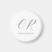 書道モノグラム名白黒カスタムギフト マグネット (正面)