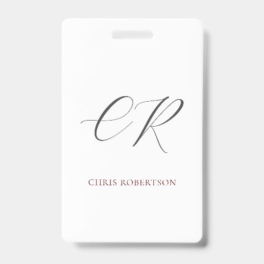 書道モノグラム名白黒カスタム バッジ (正面)