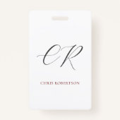 書道モノグラム名白黒カスタム バッジ (正面)