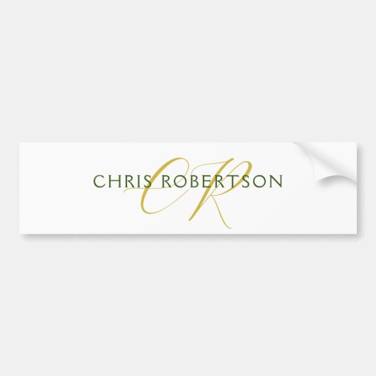 書道モノグラム名金ゴールド白黒カスタム バンパーステッカー (正面)