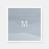 書道モノグラム結婚の埃っぽい青ID771 スタンダードカクテルナプキン (正面)