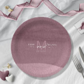 書道モノグラム結婚のMauve ID771 ペーパープレート