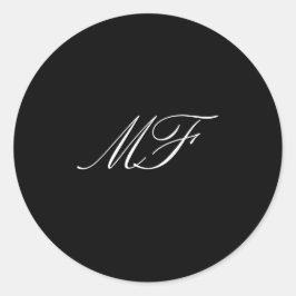 書道モノグラム結婚白黒 ラウンドシール
